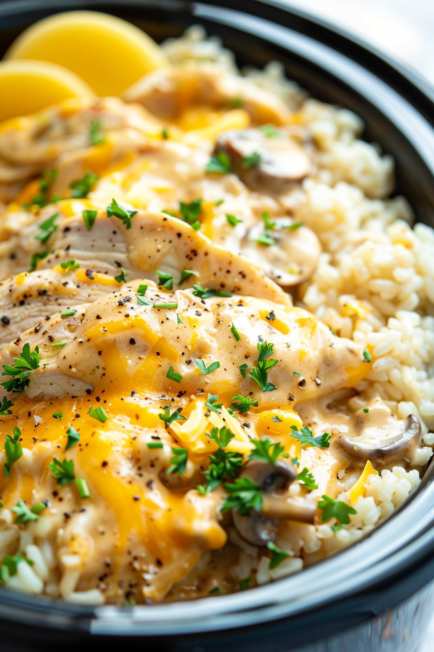 Cheesy Chicken And Rice Crockpot Recipe